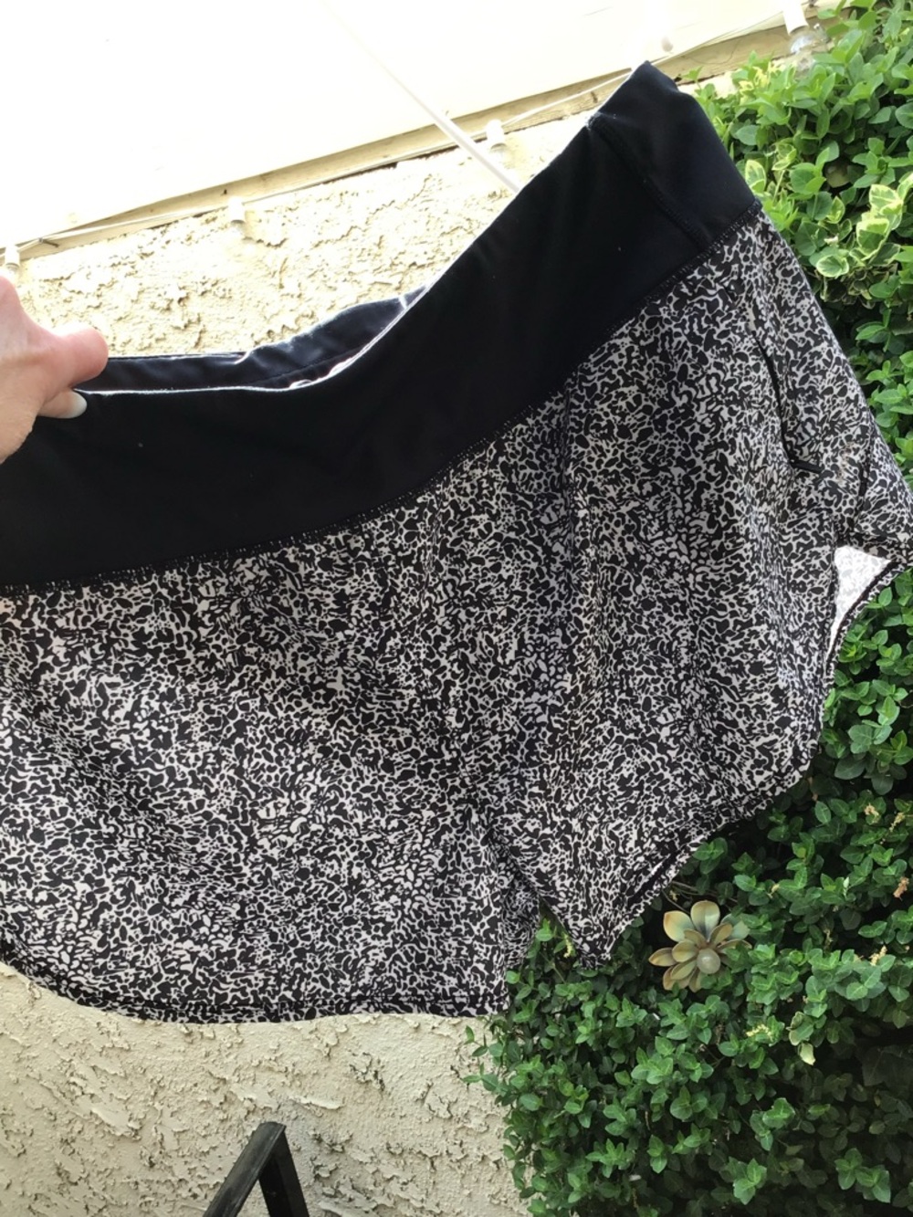 Black and White Printed Athletic Shorts with Wide Elastic Waistband